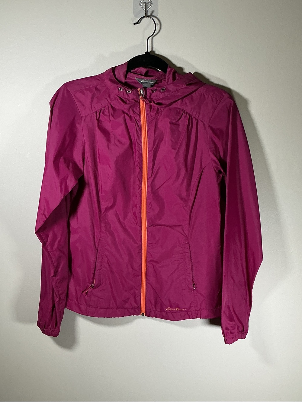 Eddie Bauer Packable Hooded Windbreaker Jacket Pink XS